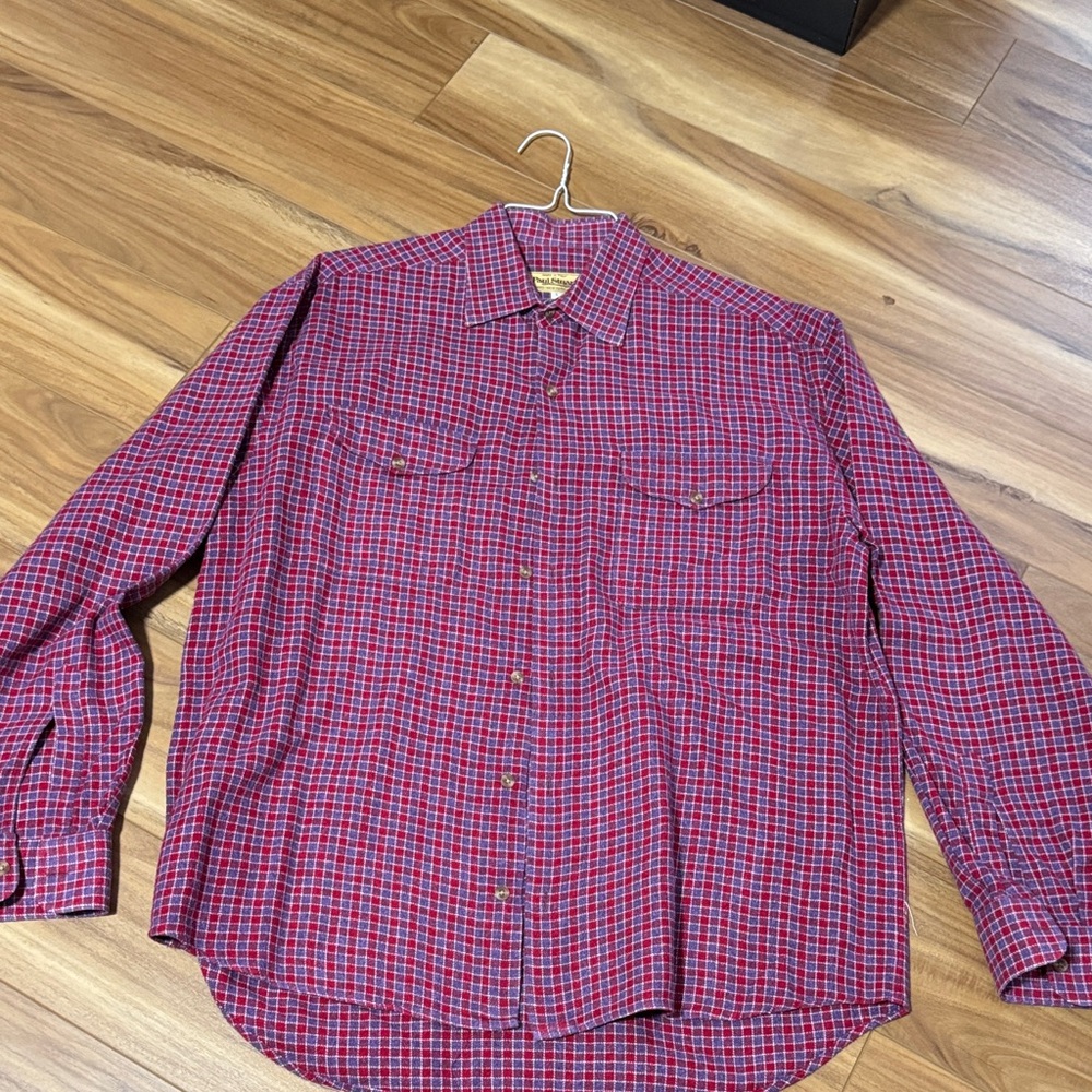 Paul Stuart Red and Blue Checkered Flannel Shirt